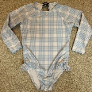 Minnow toddler girls swim size 3/4 VGUC white blue